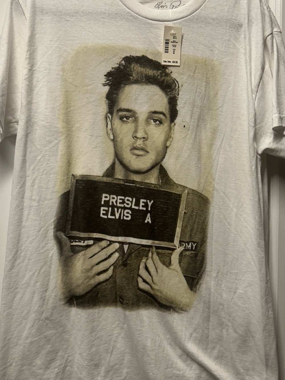 White Elvis Presley Graphic Short Sleeve Tee